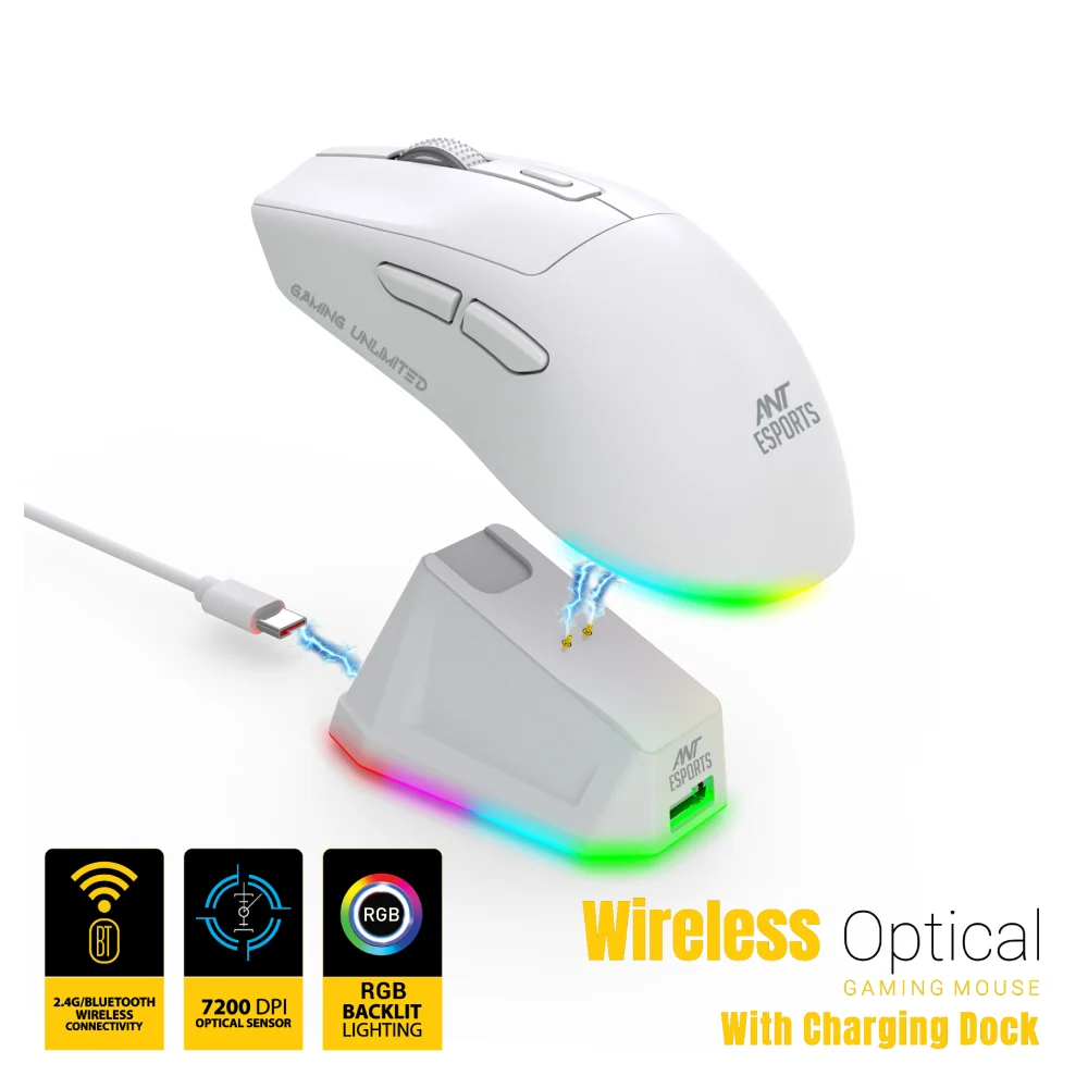 Ant Esports RGB Rechargeable Wireless Gaming Mouse with Charging Dock (GM810 PRO) view 3